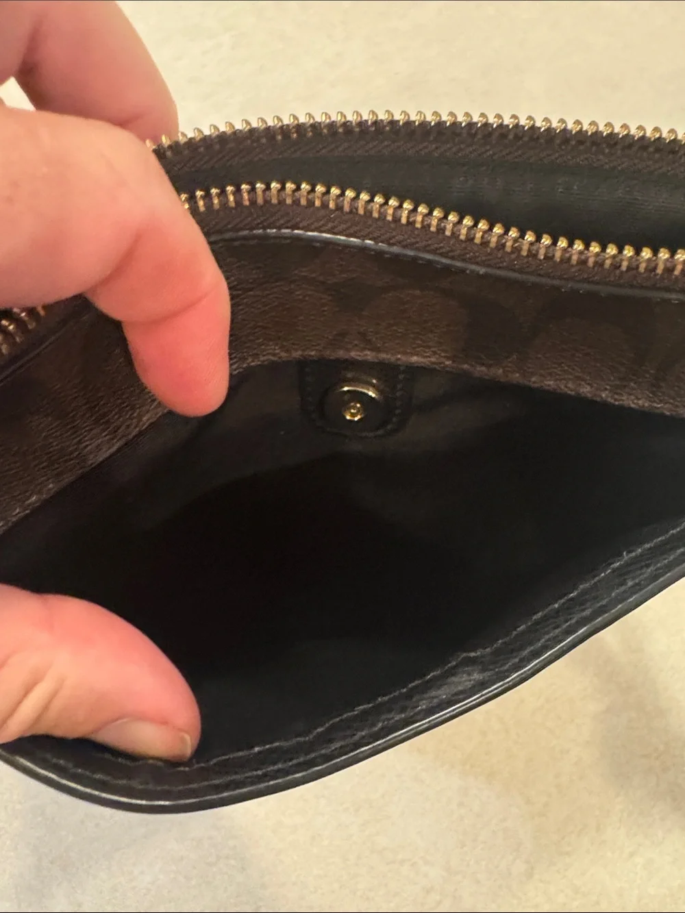 Coach Brown Signature Crossbody with Black Strap